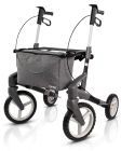Image of the TOPRO Olympos ATR rullator with off-road wheels, black coloured in size medium. Viewed obliquely from the front.
